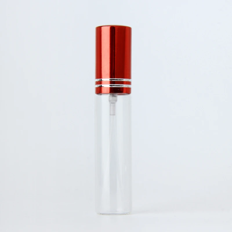 100 stks/partij 10 ml Helder Glazen Verstuiver Fles Hervulbare Kleurrijke Aluminium Cap Spray Parfumflesje Reizen Container
