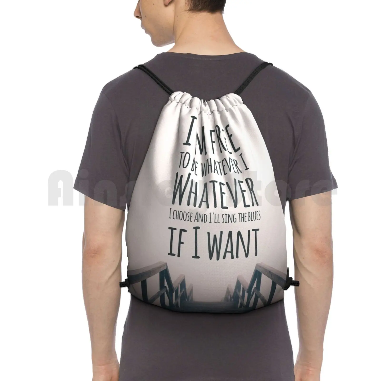 

Whatever Backpack Drawstring Bags Gym Bag Waterproof Whatever Song Lyric Music England Indie