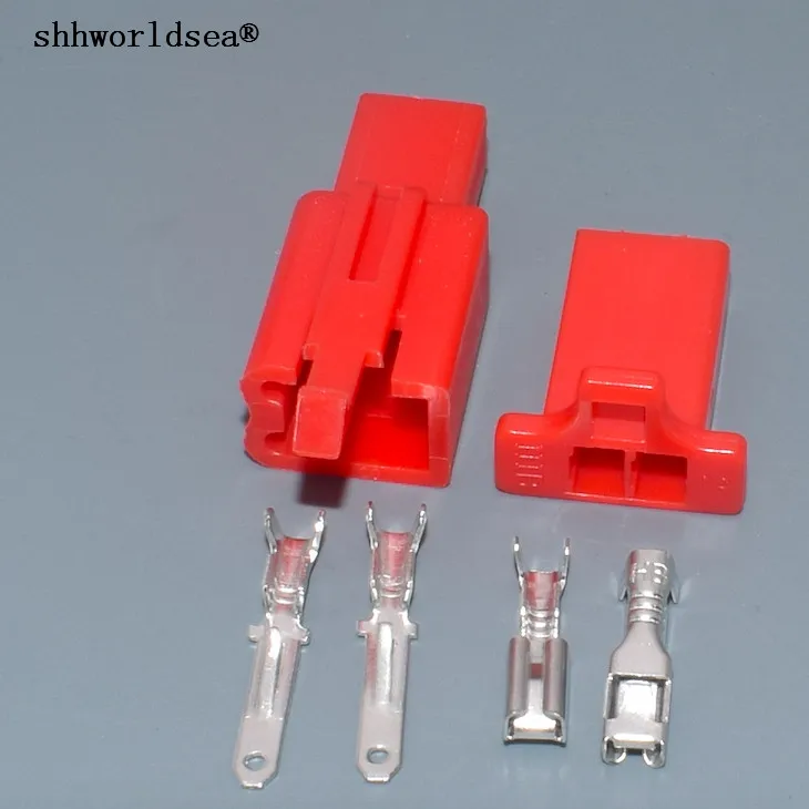 

worldgolden Auto Electrical red 2 Pin 2.8 mm Wire Terminal Connector with Fixed Hook Male Female Terminals Housing