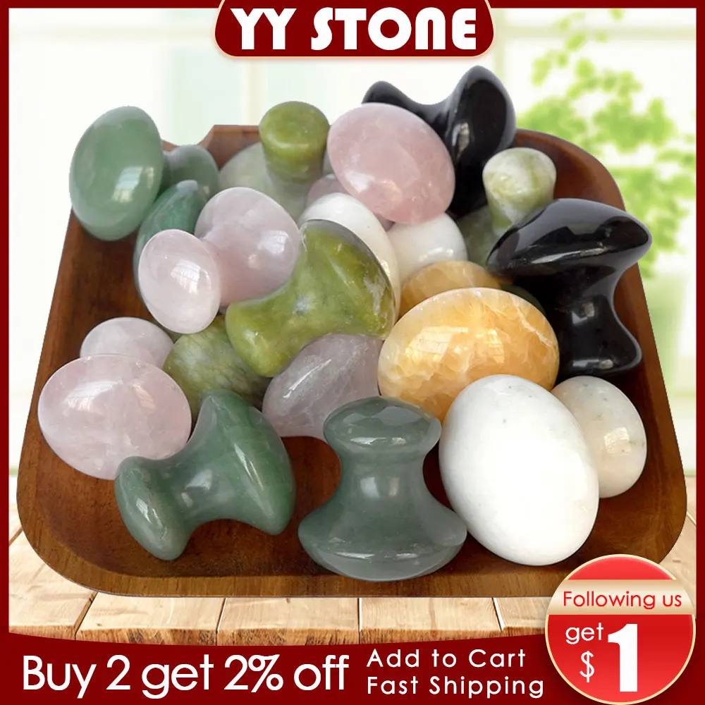 Rose Quartz Mushroom Foot Massage Stone Crystal Jade Facial Body Thin Anti-wrinkle Relaxation Beauty Health Care Tool