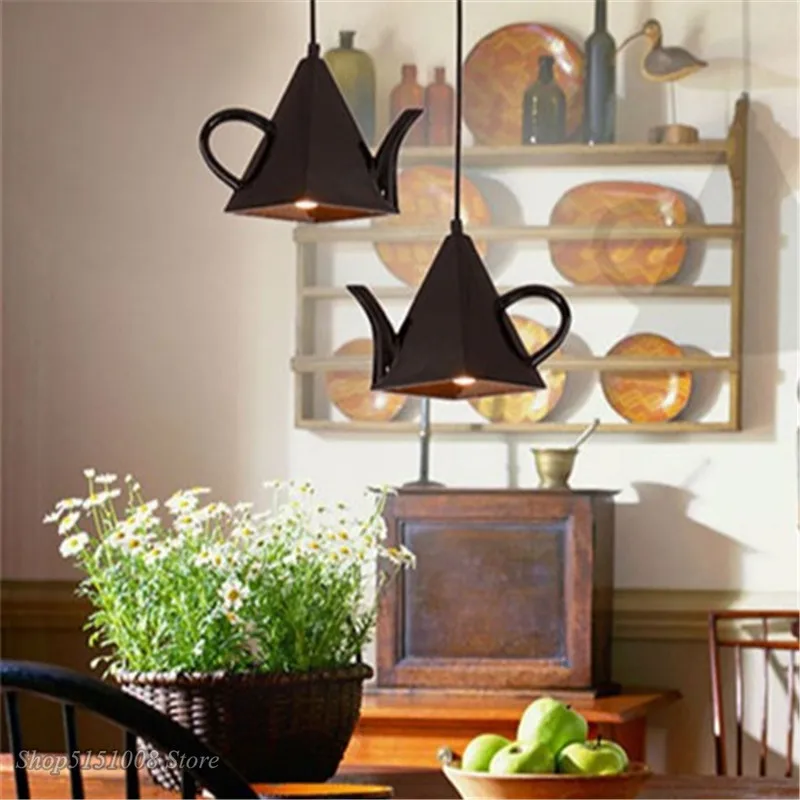 Modern resin teapot pendant lights Tea cup Pendant lamp Kitchen bar/coffee Hanging lamp for Dining Room Decor lighting Fixturess