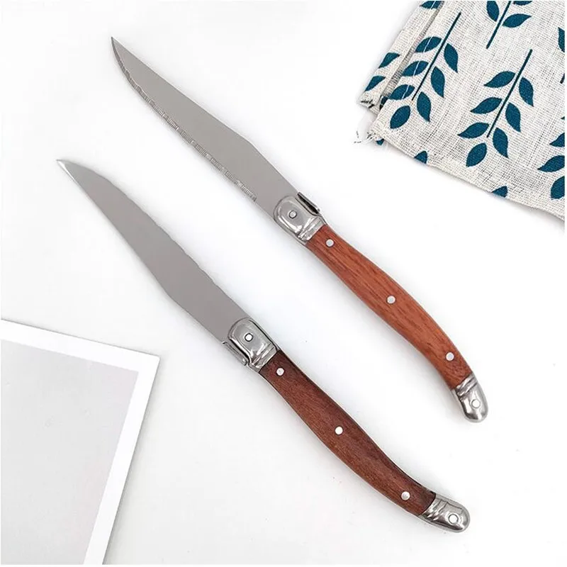 4-10pcs Stainless Steel Steak Knife Dinner Tableware Table Knives With Wood Handle Laguiole Cutlery Knifes Set Restaurant Home