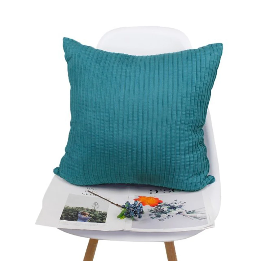 Free Shopping Custom 40/45/50/55/60/65cm 8 Colors Polyester Suede Embroidery Vertical Stripe Cushion Cover HT-PSUEC-B