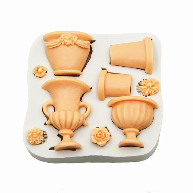 

Beautiful Flowerpot Cup Silicone Mold Resin Kitchen Baking Tool DIY Chocolate Cake Bread Dessert Candy Fondant Moulds Decoration