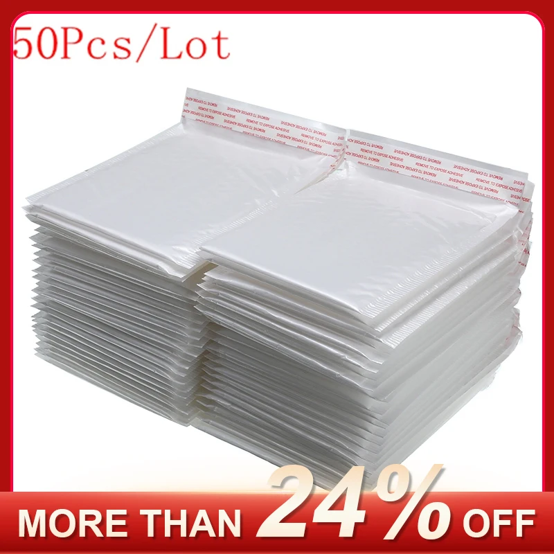 Sacos De Envelope De Espuma Branca, Auto Selo Acolchoado, Envelopes De Bolha De Envio com Envoltório De Bolha, Mailing Bag, Envelopes De Papel, 30, 50Pcs