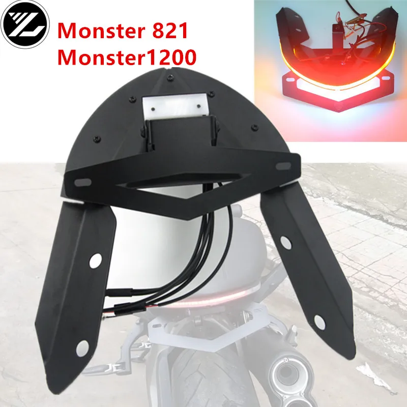 Motorcycle Rear Tail Light Brake Turn Signals Integrated LED Lights License Bracket for ducati monster 821 1200 2010-2018 2017