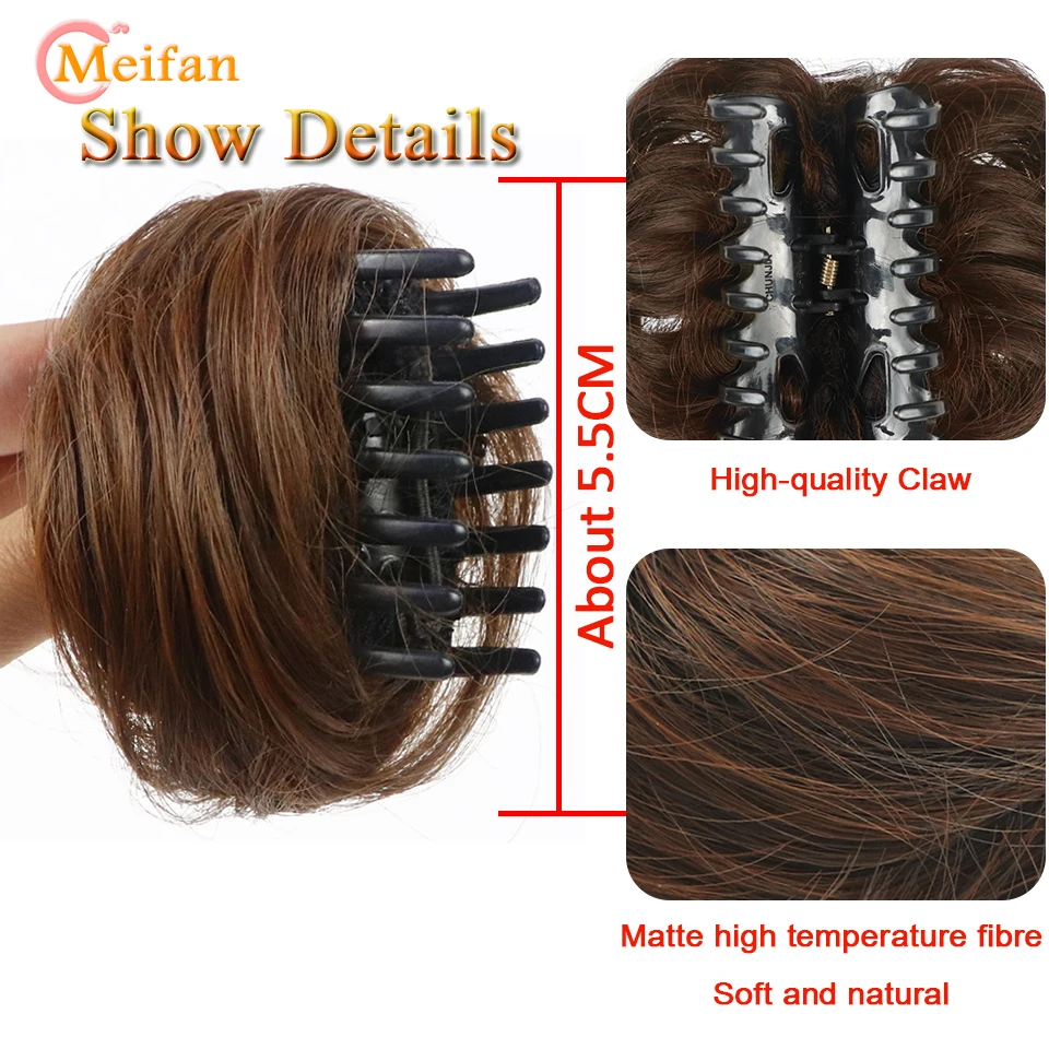 MEIFAN Synthetic Claw Chignon Hair Bow Little Hair Bun Donut Messy Scrunchies Wrap Around Ponytail Extension for Women