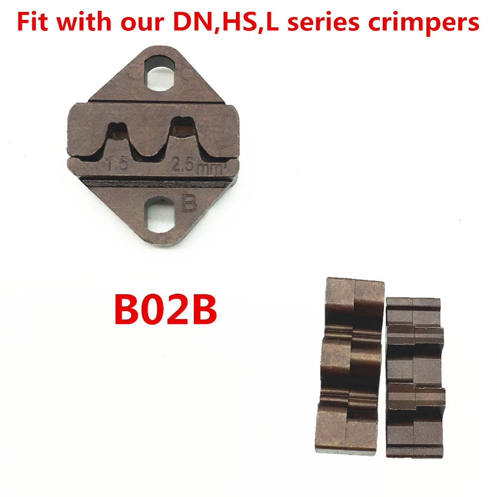 Crimping jaws B02B crimp die set for 20-14AWG open barrel terminals and pin connector 0.5-2.5mm2