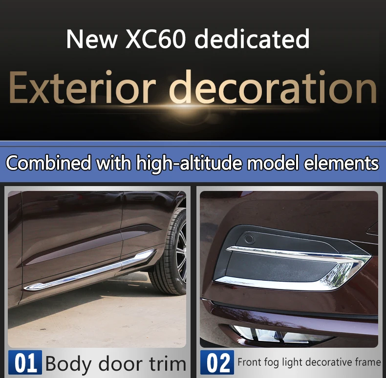 Chrom-Dekoration für Volvo XC60 2018-2026, dekorativer Glanzstreifen für die hintere Stoßstange, Edelstahl-Kofferraum-Zierleiste, Zubehör. – Detail 1