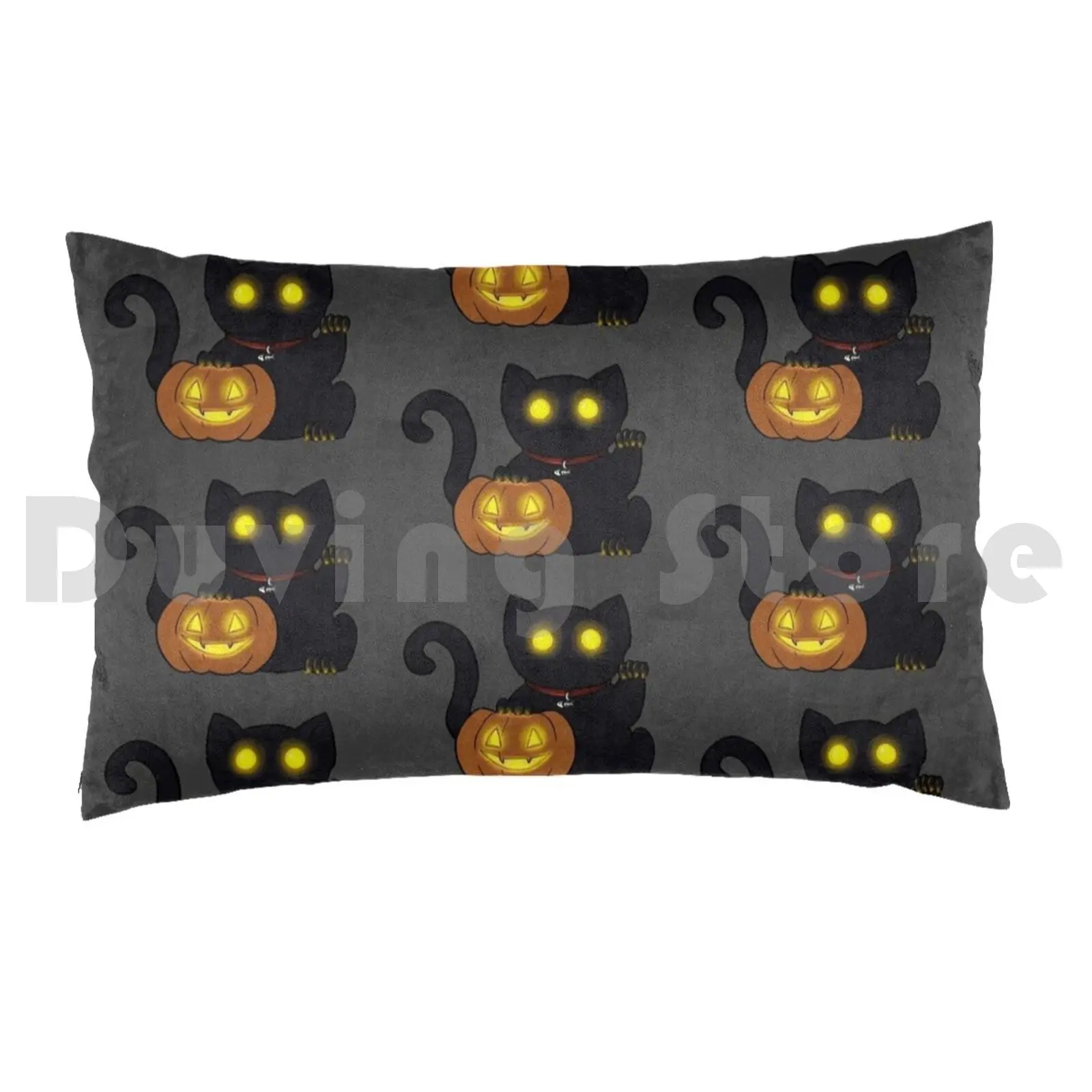 A Little Halloween Luck Pillow Case Printed 50x75 Halloween Cat Maneki Neko Neko Cats Kitty Cat Kitty Samhain