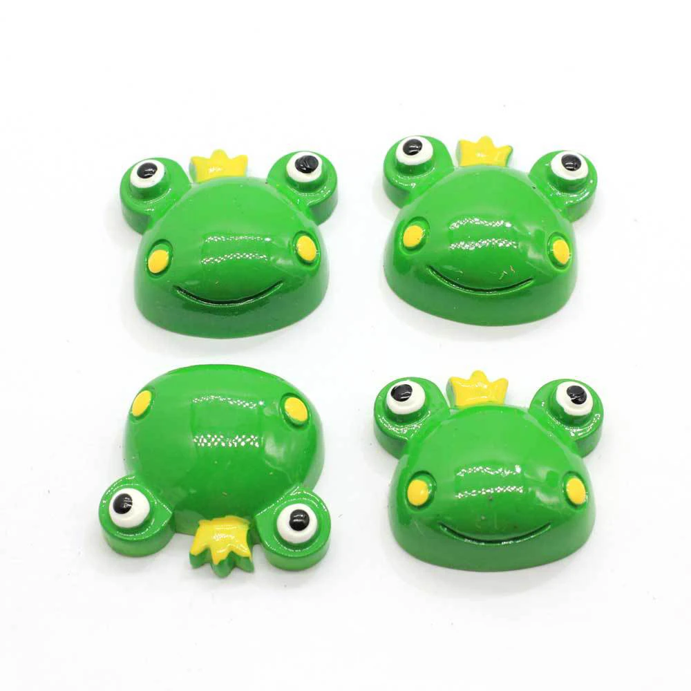 

100pcs Green Frog Head Resin Flat Back Cabochon 26*28MM Frog Head Charm for DIY Scrapbook Embellishment Handmade Accessories