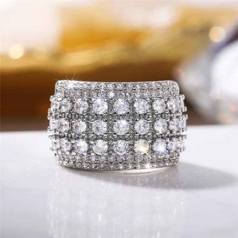 

Luxury Full Inlaid Rhinestone Engagement Ring for Women Fashion Promise Wedding Band Finger Ring for Female Jewelry