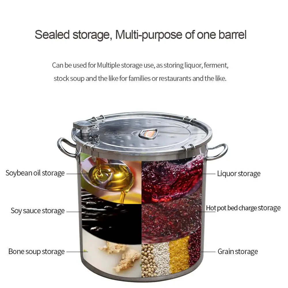 New 201/304 stainless steel fermentation barrel Single/Double bottom sealed barrel home brewing liquor rice flour storage barrel