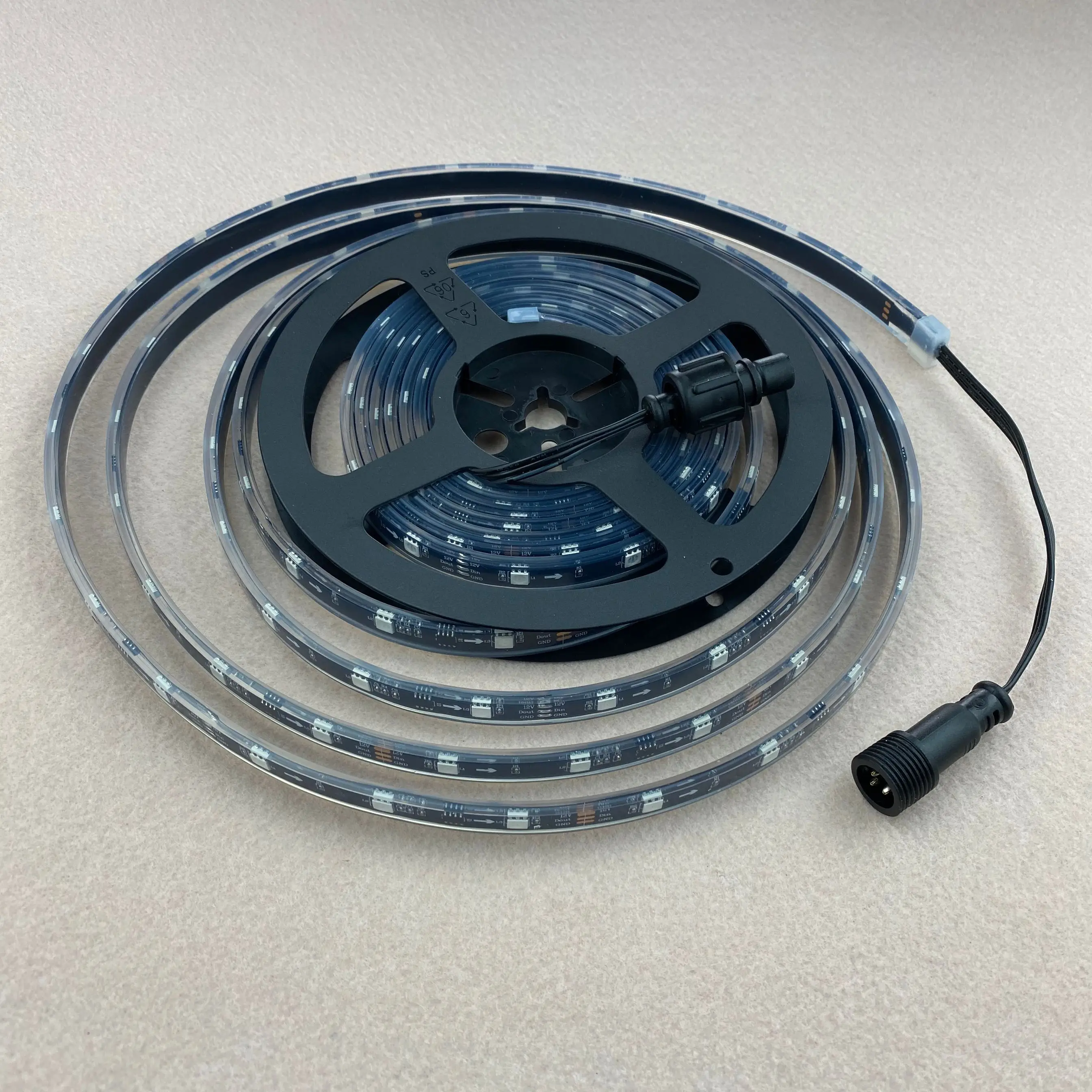 IP68 full color with epoxy resin filled 5m DC12V WS2811 150LEDs (10pixes/m) BLACK PCB led pixel strip light;xConnect pigtials