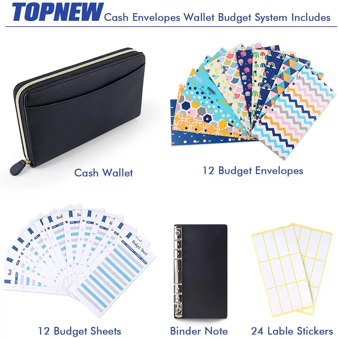 All-in-One Cash Budget Binder Envelope System Wallet with Budget Envelopes,Budget Sheets Labels, for Budgeting and Saving Money