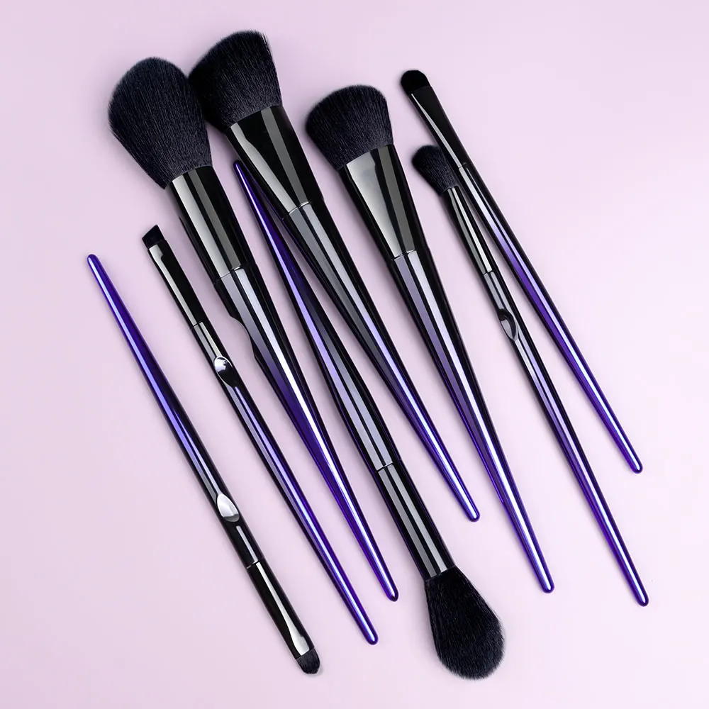 10 Pcs Makeup Brushes Navy Blue Premium Synthetic Hair Brush Foundation Blending Brush Makeup Tool Powder Eyeshadow Cosmetic Set