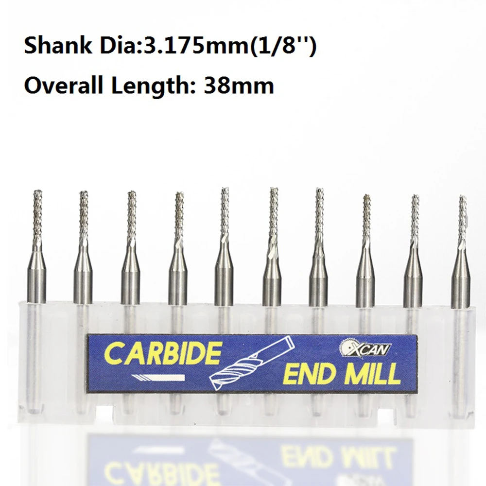 10 Pcs 1.3 / 1.4/1.5Mm Pcb Frees 3.175Mm Shank Cnc Machine Router Bit Carbide End molen Pcb