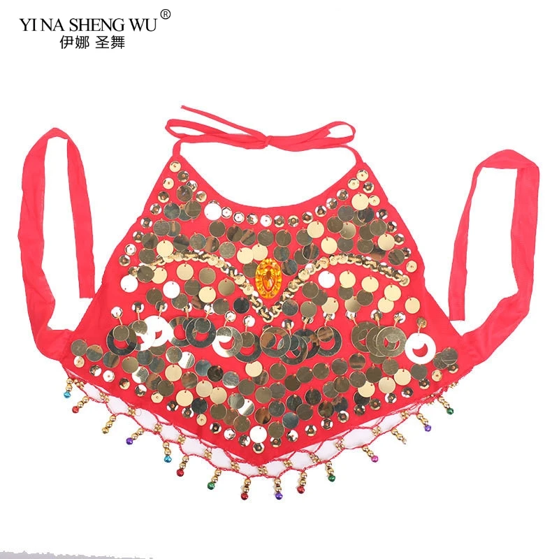 Crianças venda quente na venda barato moedas sexy barriga dança sutiã de tamanho superior para meninas criança 4 cores disponíveis bellydance bra superior grils