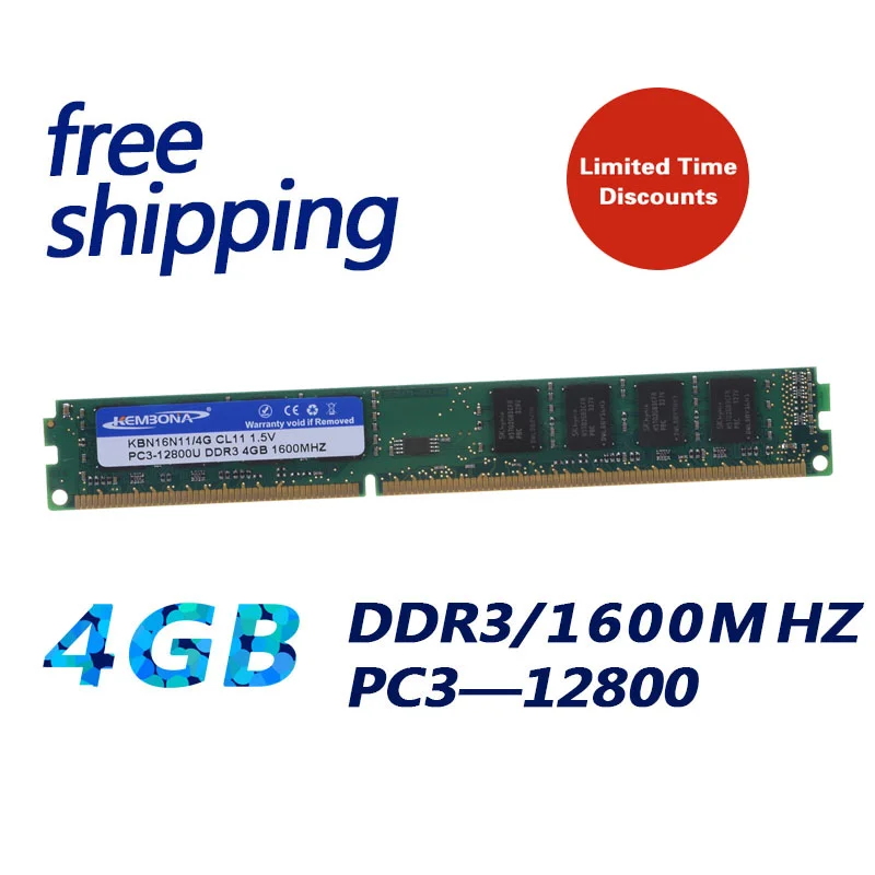 

KEMBONA DDR3 4GB Memoria Ram ddr3 4G 1600 For Intel for A-M-D Desktop PC3-12800 Brand New Lifetime Warranty Free Shipping