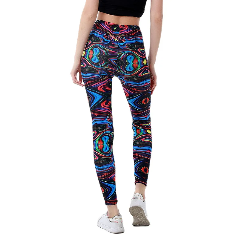 Fashionable 3D Digital Printed Colorful Cartoon Pattern Women's Leggings High Waist Stretch Street Style Hip Lift Sweatpants