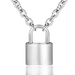 Stainless Steel Lock Pendant Necklace Punk Necklace Choker For Men Women Jewelry Gif Dropshipping
