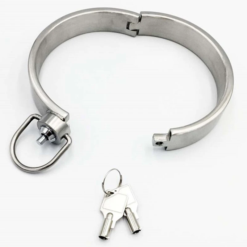 Hi-Q Press Lock Stainless Steel Neck Collar Restraints Fetish Slave BDSM Lockable Choker Neck Cuff Adult Games Sex Shop Couples