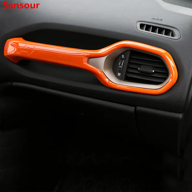 

Sansour ABS Car Interior Copilot Seat Grab Handle Cover Decoration Trim Stickers for Jeep Renegade 2015-2021 Car Styling