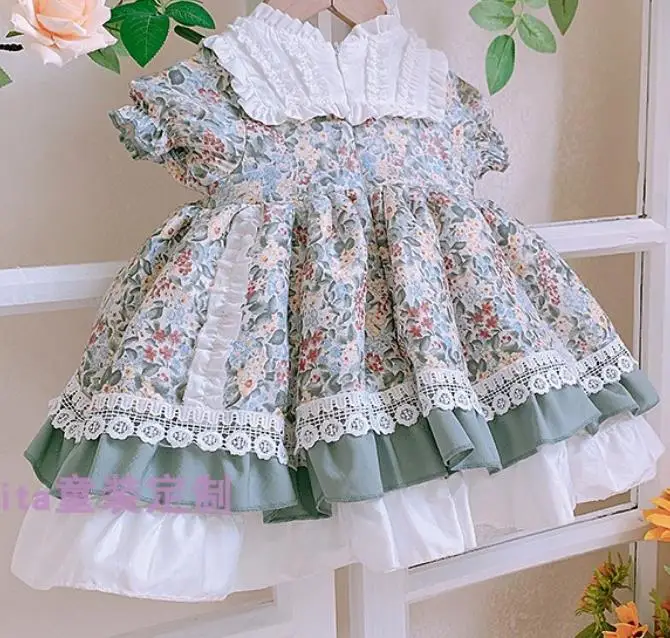 Baby Girl Summer floral Spanish Ball Gown  Palace Princess Dress for Birthday party Casual