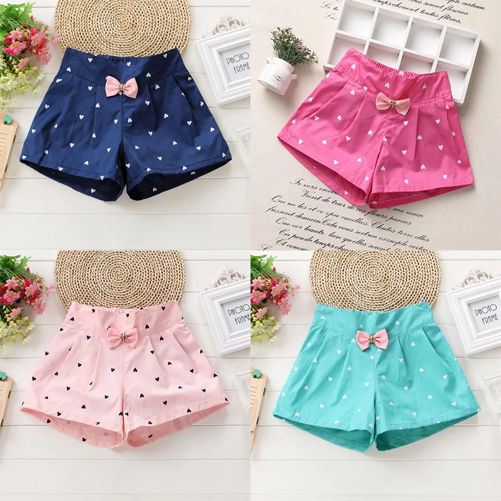 Summer Baby Kids Children Girls Toddler Candy Color Heart Print Shorts Pants Clothes For 2-10 Years K213201