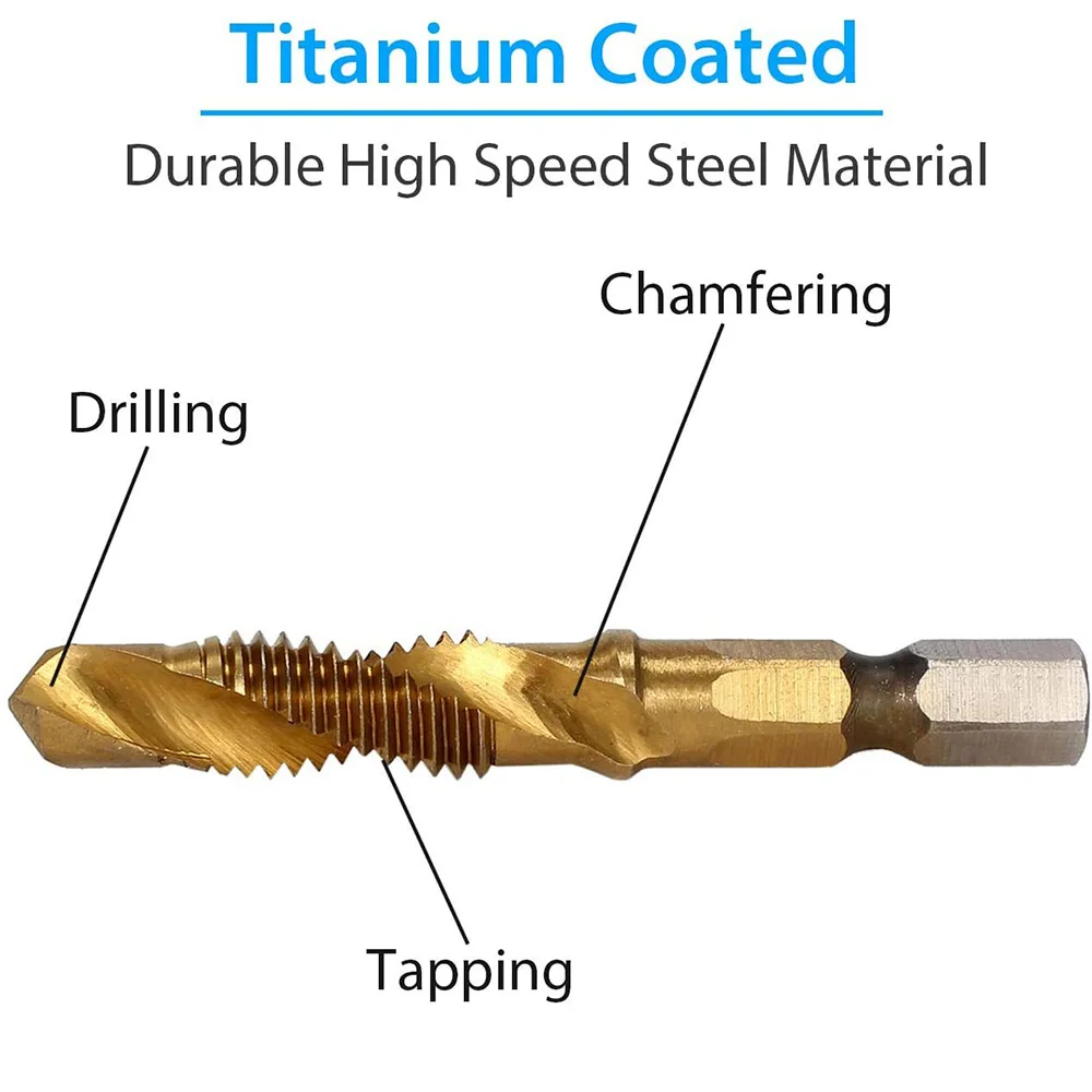 STONEGO 1PC/6PCS Tap Drill Bits HSS4341 Woodworking M3/M4/M5/M6/M8/M10 Metric Combination Screw Thread Tap Drill Bits