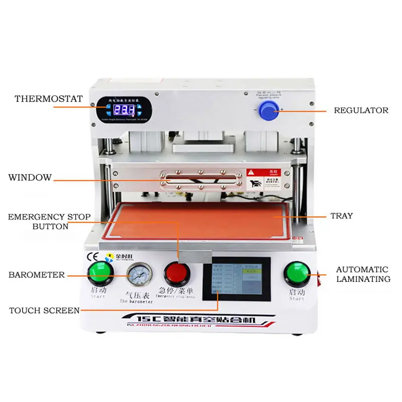 15 pollici OCA laminatrice sottovuoto laminatrice 220V Mobile Pad piatto curvo schermo LCD strumenti di riparazione