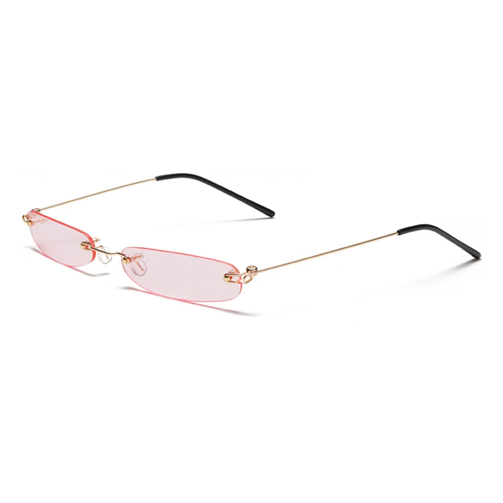 XaYbZc Schmale Sonnenbrille für Herren, randlos, Sommer 2025, Rot, Blau, Schwarz, rechteckige Sonnenbrille für Damen, kleines Gesicht, heißer Verkauf – Detail 16