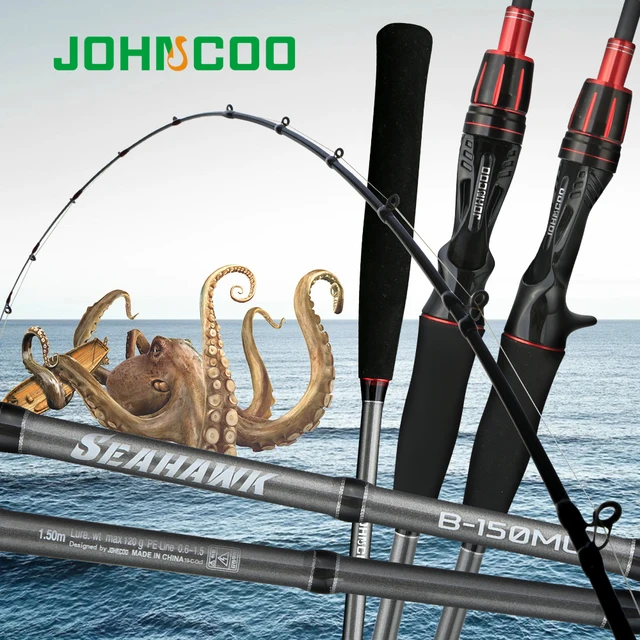 JOHNCOO Wędka do kałamarnicy Super lekka wędka do łowienia kałamarnic słonowodnych Wędka do łowienia kałamarnic w wodach słonowodnych 1,5 m 1,6 m ML Max 120 g
