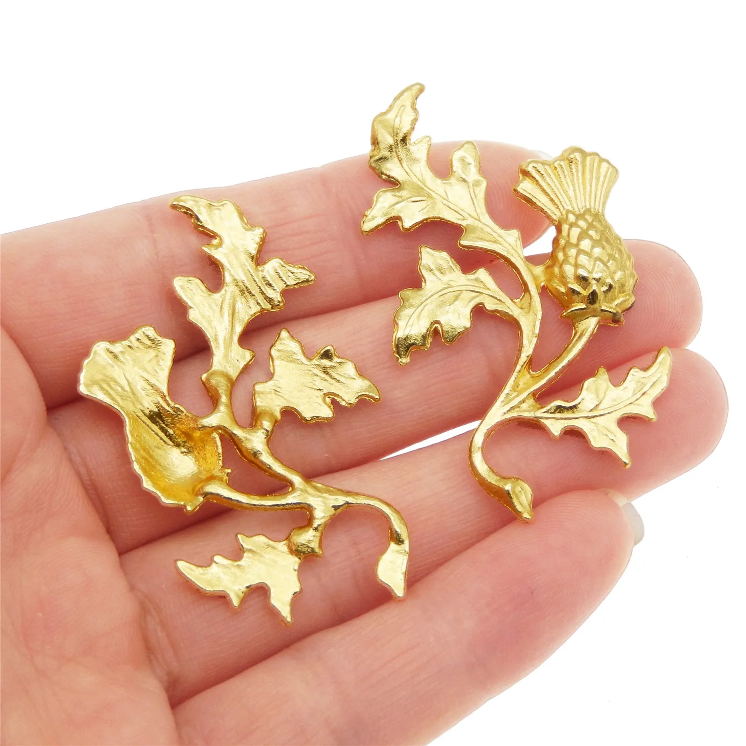 5PCS Alloy THISTLE Pendant Tree Leaves Top 3color Vintage Home Dec Furniture Jewelry Accessory 47*32MM Scotland Thistle Chair