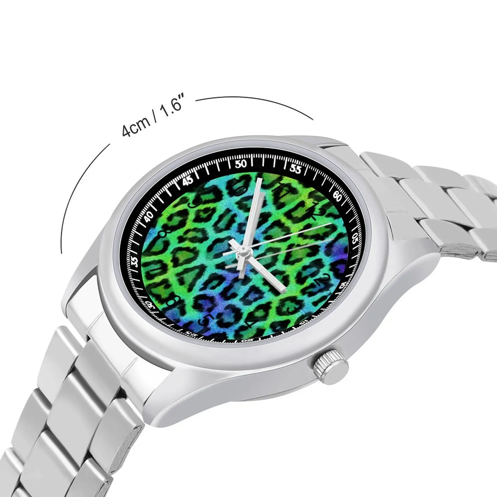 Blue Green Leopard Animal Quartz Watch Print Fitness Exclusive Wrist Watch Steel Photo High Quality Boy Wristwatch