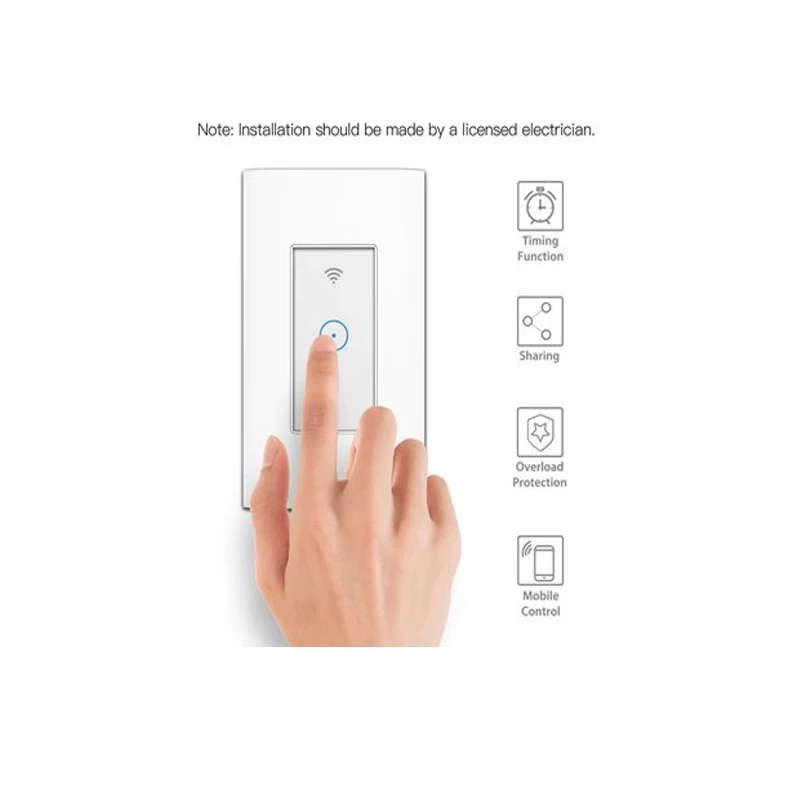 U.S. Smart WiFi Timer Wall Switch Remote Apple Android Phone Control Tuya Neutral App