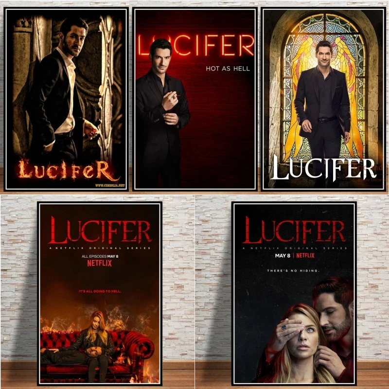 New Lucifer Tv Series Show New Season Star Poster And Prints Oil Painting Canvas Wall Art Pictures Living Room Home Decoration