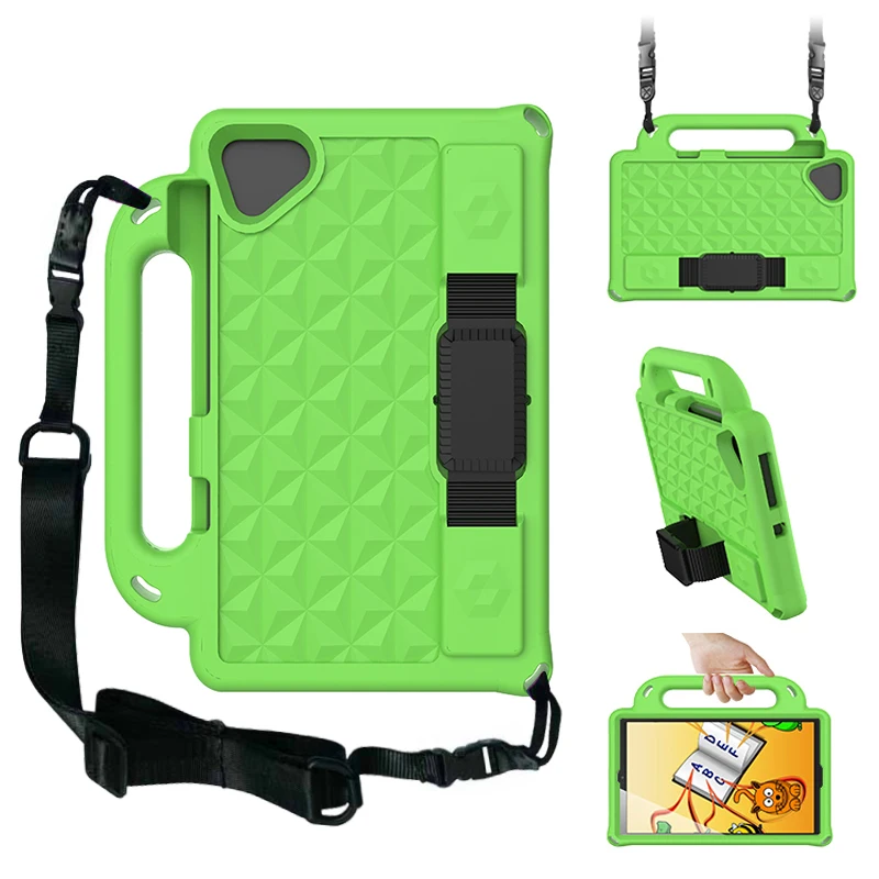 Kids Shockproof EVA Hand-held Stand Cover for Kindle Fire HD8 HD 8 2020 / HD8 HD 8 Plus 2020 8.0 Inch Tablet Case + Strap