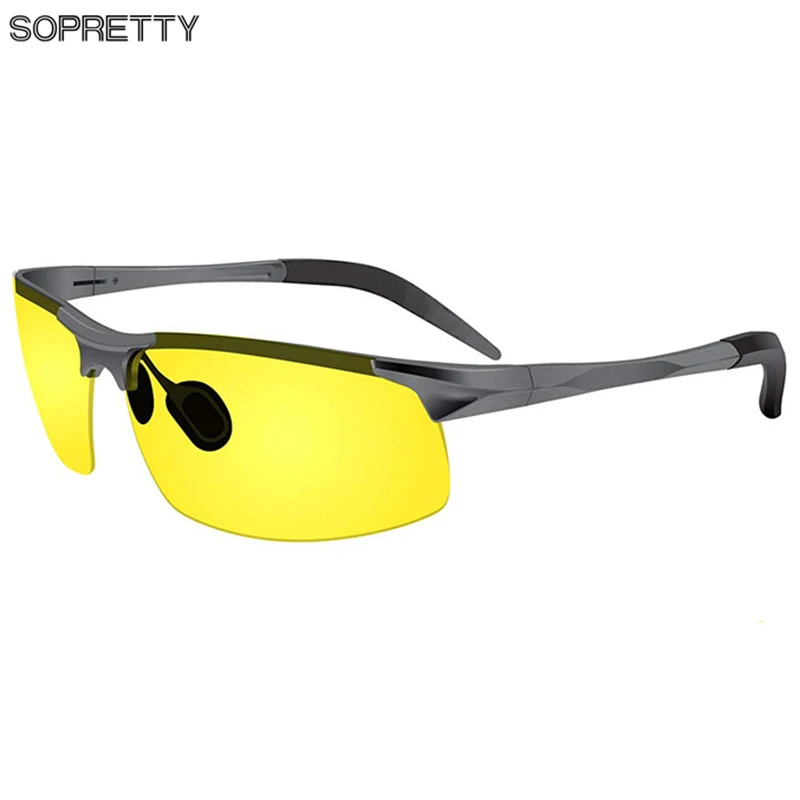 Night Driving Glasses -Semi Polarized Yellow Tint  Vision Anti Glare Lens UV400 Driver Unbreakable Metal Frame Sunglasses N001