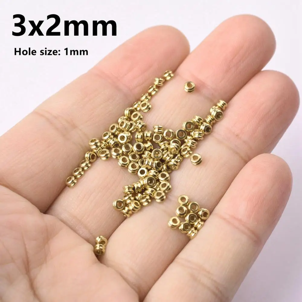 Rondelle Wheel 3mm 4mm 5mm 6mm 7mm Solid Brass Metal Light Gold Color Loose Spacer Beads lot for Jewelry Making DIY Findings