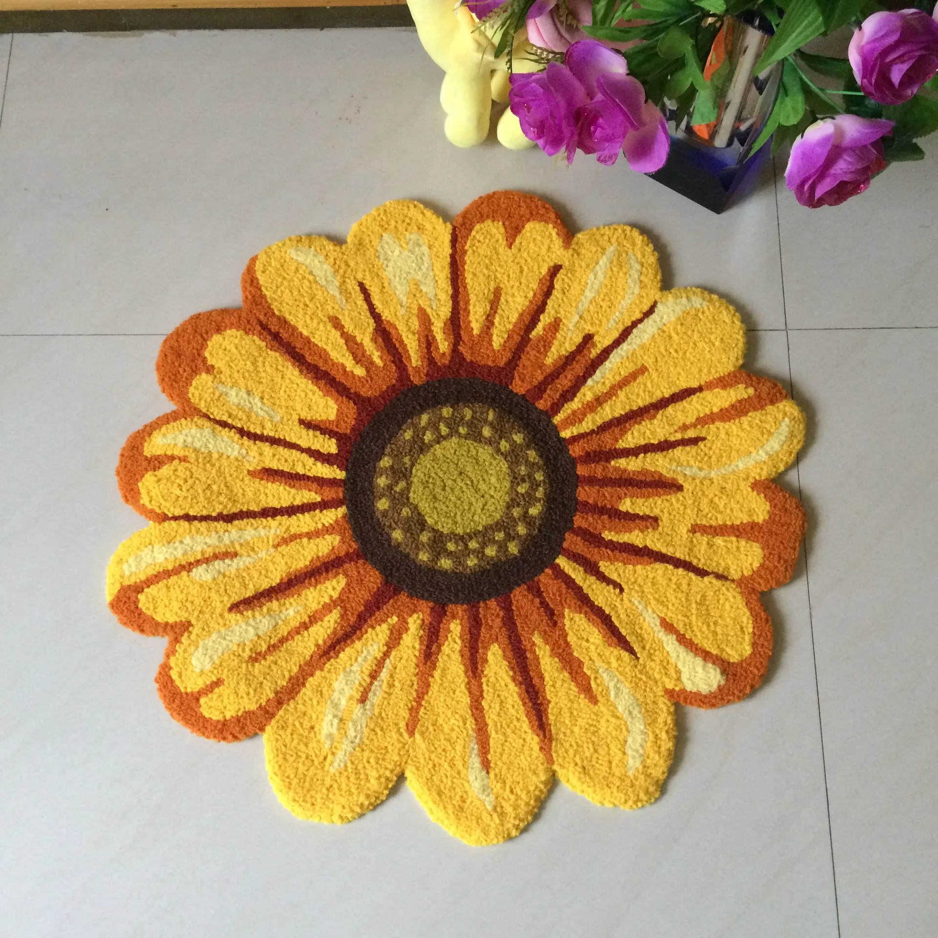 Creative Yellow Pink Blue Chrysanthemum Non-slip Carpet Living Room Bedroom Bedside Decorative Mat Coffee Table Sofa Home Rug