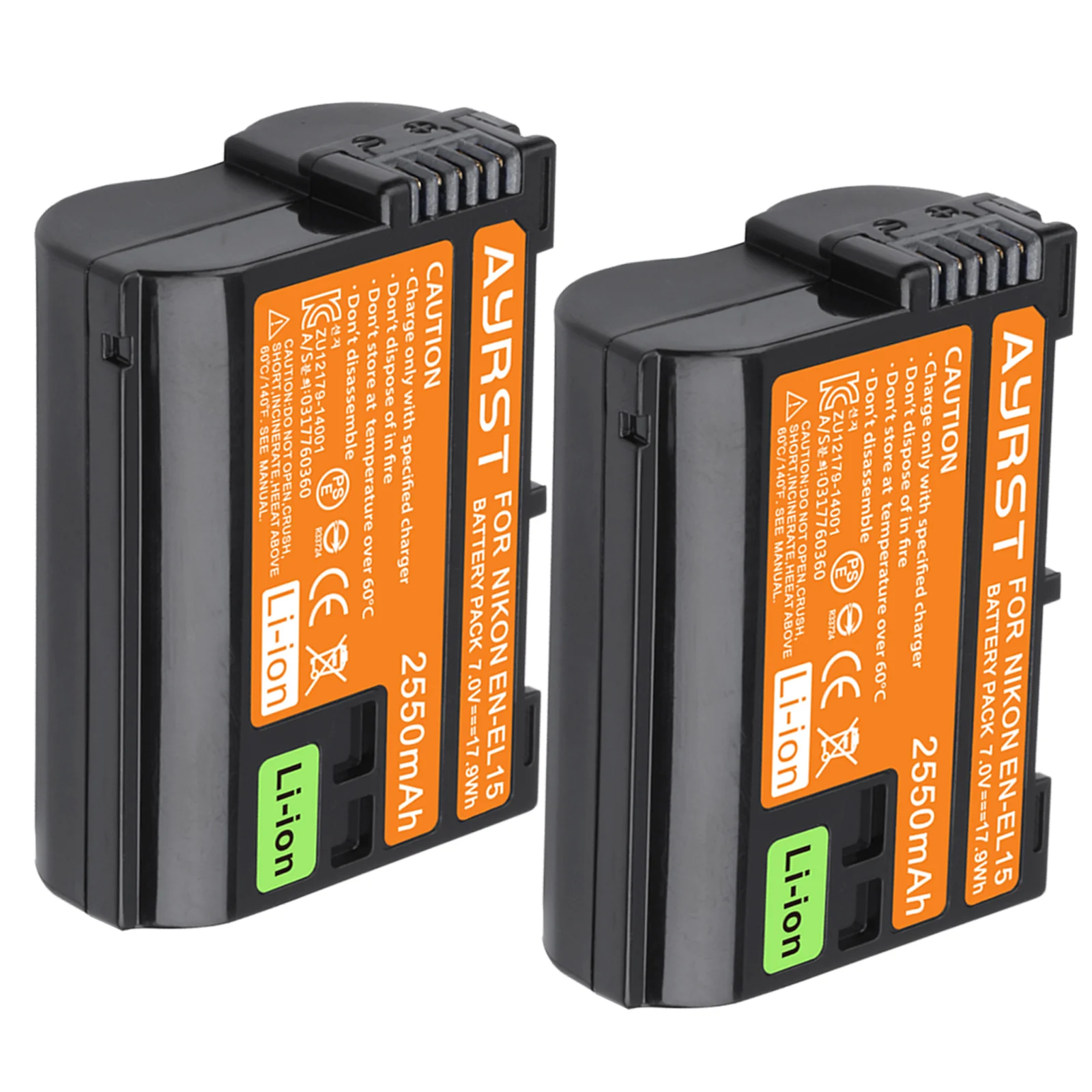 2 Pcs 2550mAh EN-EL15C EN-EL15 Battery+ LED USB Dual Charger for Nikon Z5,Z6,Z6 II,Z7,Z7II D600 D610 D600E D800 D800E D810