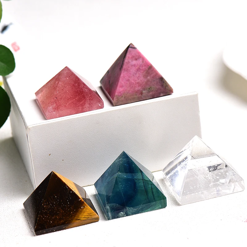 1PC 100% Natural Amethyst Pyramid Tigers Eye Reiki Healing Stone Crystal Point Collection Crafts and Home Decoration DIY Gifts