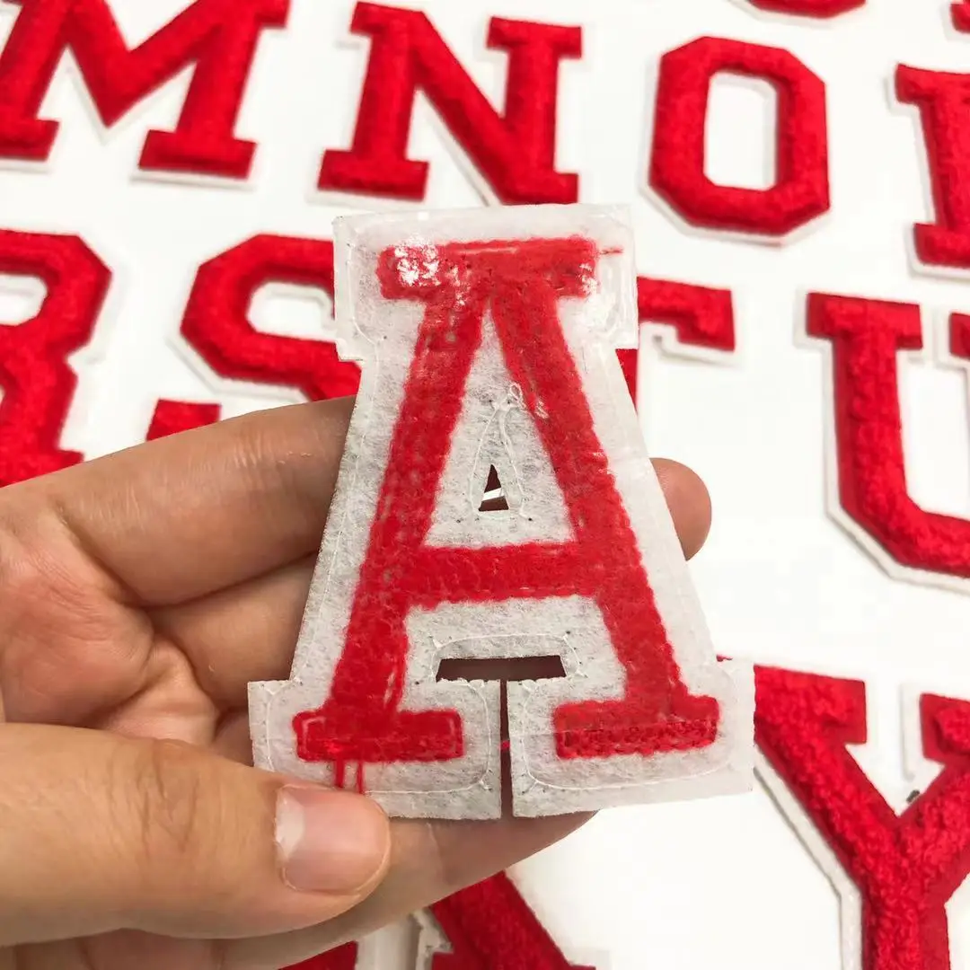 Red English Letters Alphabet Towel Embroidered Iron On Patches For Clothing Bags Jacket DIY Name Patch Applique Accessories