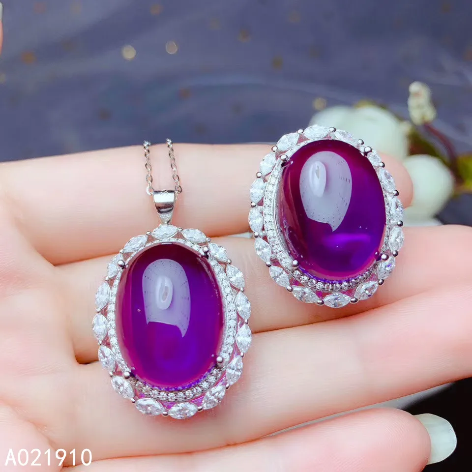 

KJJEAXCMY boutique jewelry 925 sterling silver inlaid Amethyst gemstone Ring pendant Women's Suit classic noble