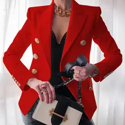 New woman jacket Autumn  blazer women  Solid Color Slim Coat Suit Jacket Double-breasted Business Blazer пиджак женский 2020