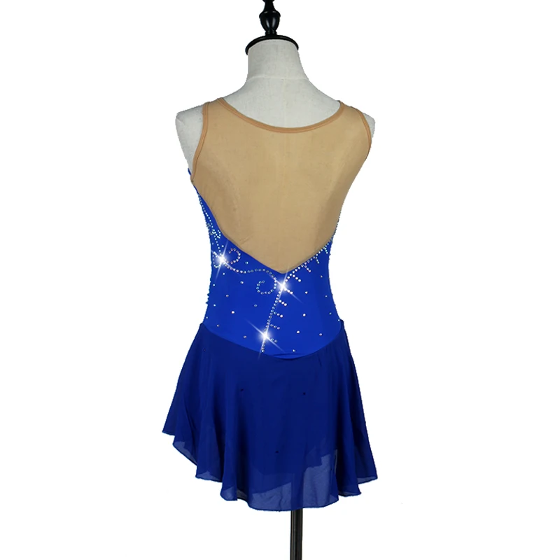 Figure Skating Dress Women girl Ice Skating Dress navy blue,red,royal blue Gymnastics Costume custom rhinestone  B036