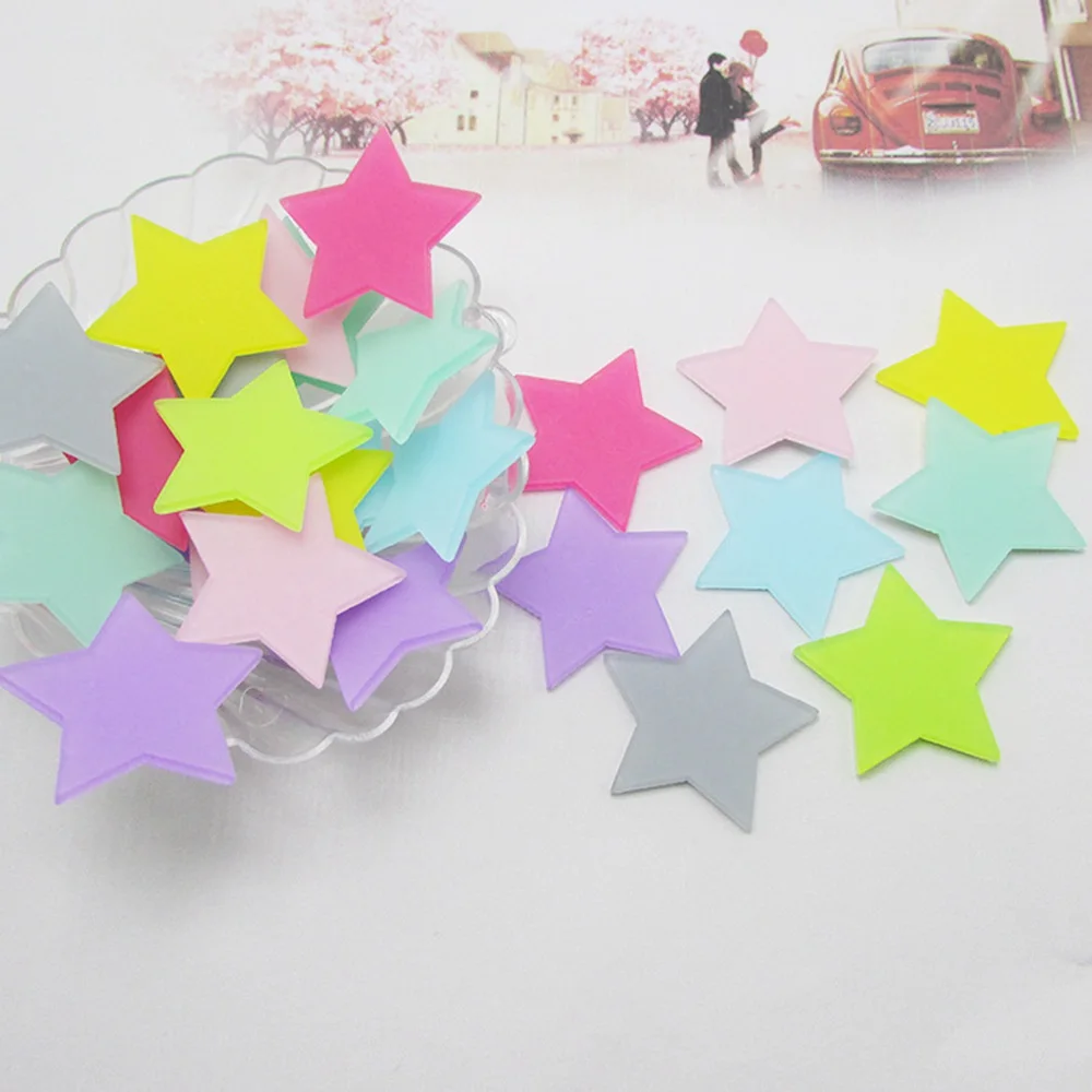 100pcs/lot candy color frosted acrylic star padded applique Crafts for headwear hairbands DIY accessories