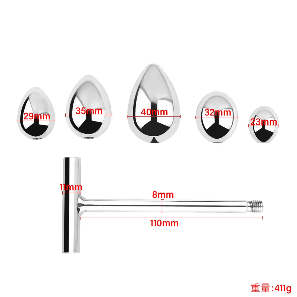 Stainless Steel Anal Plug 5 Balls G Spot Wand Massager Metal Butt Plug Dilator Prostate Massager Adult Anal Sex Toys for Couple