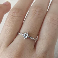 Anillos finos de boda apilables minimalistas para mujer, Plata de Ley 925, relleno pequeño, Topacio azul claro, anillos Eternity para mujer